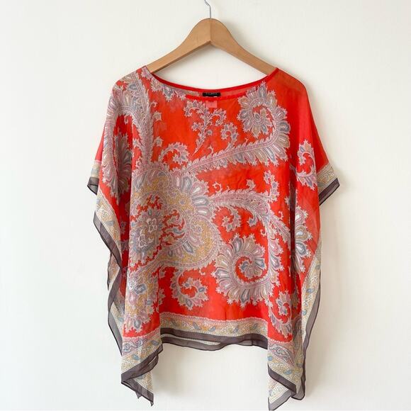 Talbots Silk Blouse Sheer Relax Paisley Print size S-M Multicolor - Picture 1 of 5